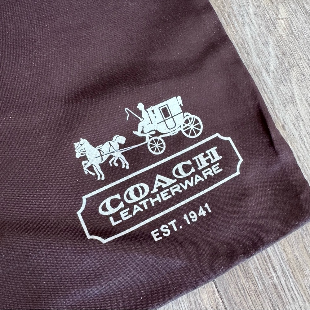 Coach Satin Chocolate Brown Medium Dust Bag with Cream Logo - 19.5” x 15.25”